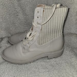 Crown & Ivy Cream Lace-Up Boots